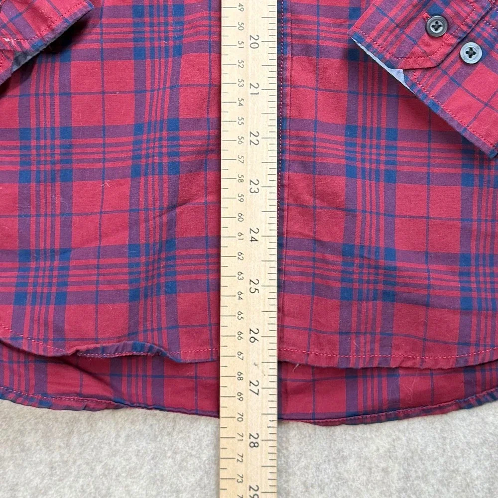 Banana Republic Camden Fit Custom Wash Plaid Button Down Shirt Mens Small Red